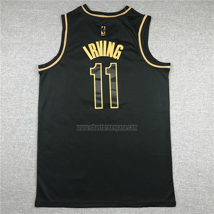 Camiseta Golden Edition Brooklyn Nets Kyrie Irving NO 11 Negro